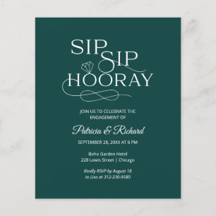 Papier Invitation de fête de fiançailles Budget Sip Sip H