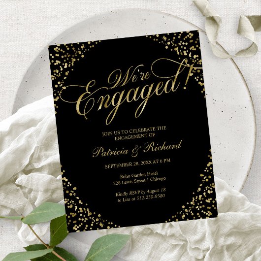 Papier Invitation de fête de fiançailles Budget We're Eng