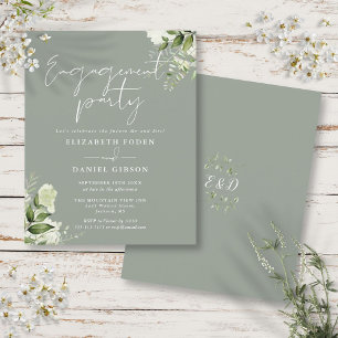 Papier Invitation de fête de fiançailles de fleurs de sau