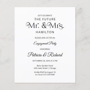 Papier Invitation de fête de fiançailles de M. et Mme Fut