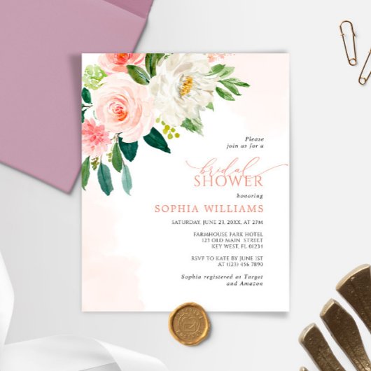 Papier Invitation de Fête de Fiançailles Fleurs de Rose R