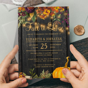 Papier Invitation de fête de fiançailles rustique d'autom