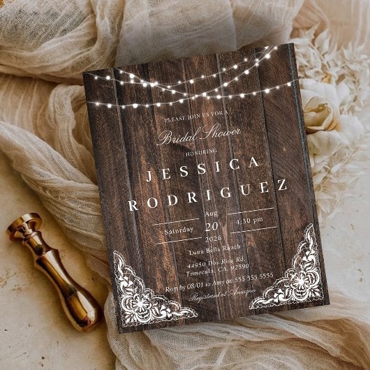 Papier Invitation de Fête de Fiançailles Rustique en Bois