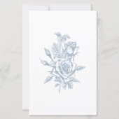 Papier Invitation de Fête de Mariage Florale Bleu Poussié (Dos)
