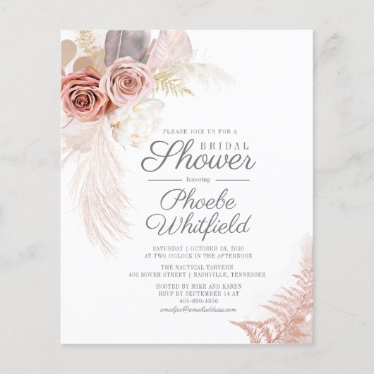 Papier Invitation de Fête de Mariage pas Cher avec Herbe (Devant)