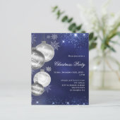 Papier Invitation de fête de Noël à boule de Noël bleue m (Debout devant)