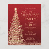 Papier Invitation de fête de Noël à petit budget Arbre ro (Devant)