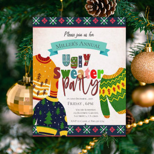 Papier Invitation de fête de Noël au motif de pull moche