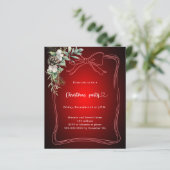 Papier Invitation de fête de Noël au pin à ruban rouge (Debout devant)