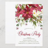 Papier Invitation de fête de Noël au poinsettia budgétair (Devant / Derrière)