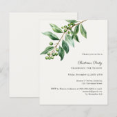 Papier Invitation de fête de Noël avec feuillage de gui (Devant / Derrière)