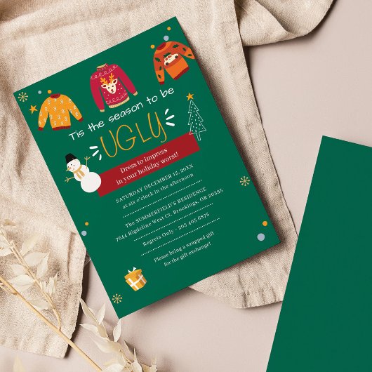 Papier Invitation de fête de Noël moche
