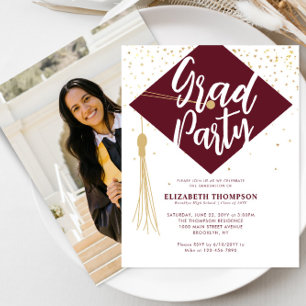 Papier Invitation de fête de remise des diplômes photo or