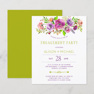 Papier Invitation de fête d'engagement florale rustique à