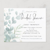 Papier Invitation de Fête des mariées bleu éucalyptus bud (Devant)