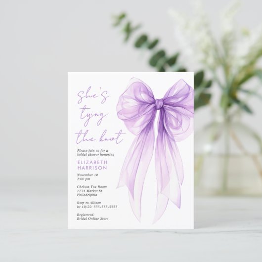 Papier Invitation de Fête des mariées d'aquarelle de Bow  (Debout devant)
