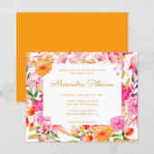 Papier Invitation de Fête des mariées de fleurs rose rose (Devant / Derrière)