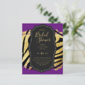 Papier Invitation de Fête des mariées de Glam Gold Purple (Debout devant)