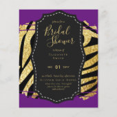Papier Invitation de Fête des mariées de Glam Gold Purple (Devant)