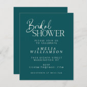 Papier Invitation de Fête des mariées de script Emerald m (Devant / Derrière)