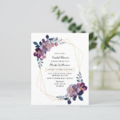 Papier Invitation de Fête des mariées de script floral vi (Debout devant)