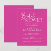 Papier Invitation de Fête des mariées de script Fuchsia m (Devant / Derrière)