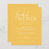 Papier Invitation de Fête des mariées de script jaune min (Devant / Derrière)
