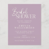 Papier Invitation de Fête des mariées de script Lilac min (Devant)