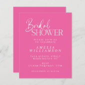 Papier Invitation de Fête des mariées de script rose chau (Devant / Derrière)