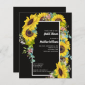 Papier INVITATION de Fête des mariées de tournesol BUDGET (Devant / Derrière)