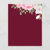 Papier Invitation de Fête des mariées Florale de Bourgogn (Dos)