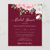 Papier Invitation de Fête des mariées Florale de Bourgogn (Devant)