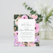 Papier Invitation de Fête des mariées florale vert violet (Debout devant)