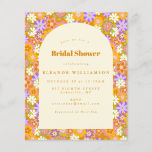 Papier Invitation de Fête des mariées Vintage Orange Flor