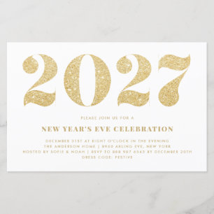 Papier Invitation de fête du Nouvel An 2023 avec paillett