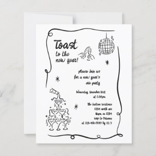 Papier Invitation de fête du Nouvel An dessinée à la main