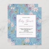 Papier Invitation de fête prénatale fille papillon à peti (Devant / Derrière)