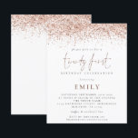 Papier Invitation de fête tendance à paillettes de rose p<br><div class="desc">VEUILLEZ NOTER qu'il existe deux options de papier parmi lesquelles choisir pour cette taille (4, 5 x 5, 6”) dans la gamme Budget. Pour ce produit, je recommande vivement le semi-brillant qui est un carton de 110 g/m², d'une épaisseur similaire à celle d'une carte postale. L'option Satin est un papier...</div>