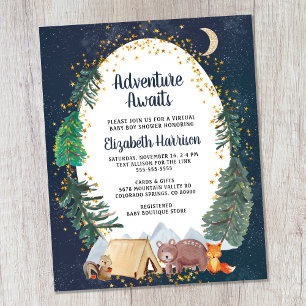 Papier Invitation de fête virtuelle pour bébé à petit bud