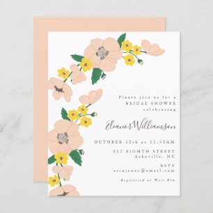 Papier Invitation de Fêtes des mariées florales rose et j