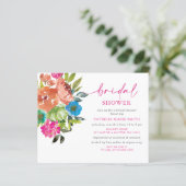 Papier Invitation de Fêtes des mariées florales rose rose (Debout devant)