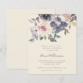 Papier Invitation de Fêtes des mariées florales violettes (Devant / Derrière)