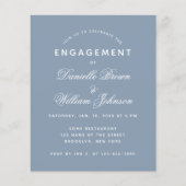 Papier Invitation de fiançailles simple bleu poussiéreux  (Devant)