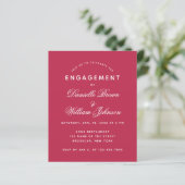 Papier Invitation de fiançailles simple moderne magenta b (Debout devant)