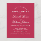 Papier Invitation de fiançailles simple moderne magenta b (Devant)