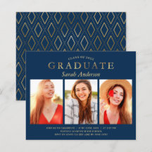 Invitation de fin d'études Budget Navy Gold Trois 