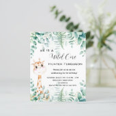 Papier Invitation de girafe 1er anniversaire sauvage (Debout devant)