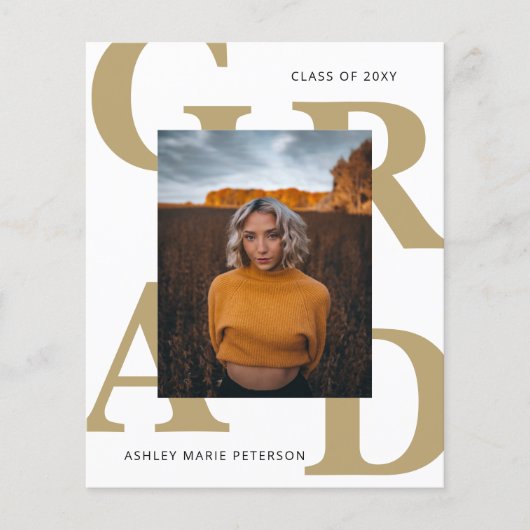 Papier Invitation de graduation de la photo de classe bud (Devant)