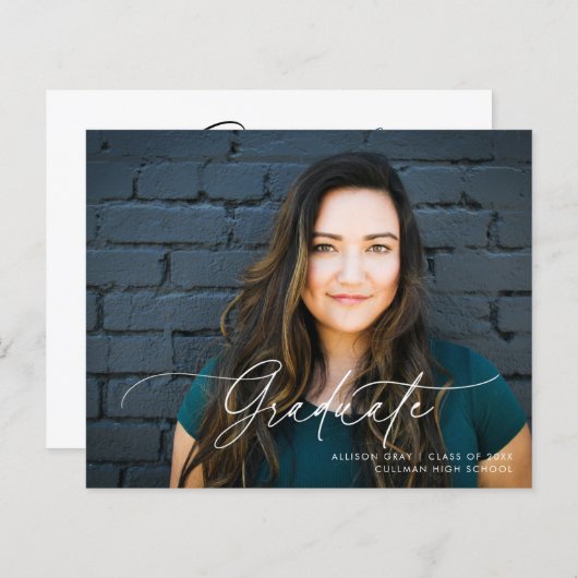 Papier Invitation de graduation de la photo de script (Devant / Derrière)