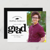 Papier Invitation de graduation photo budget noir et blan (Devant / Derrière)